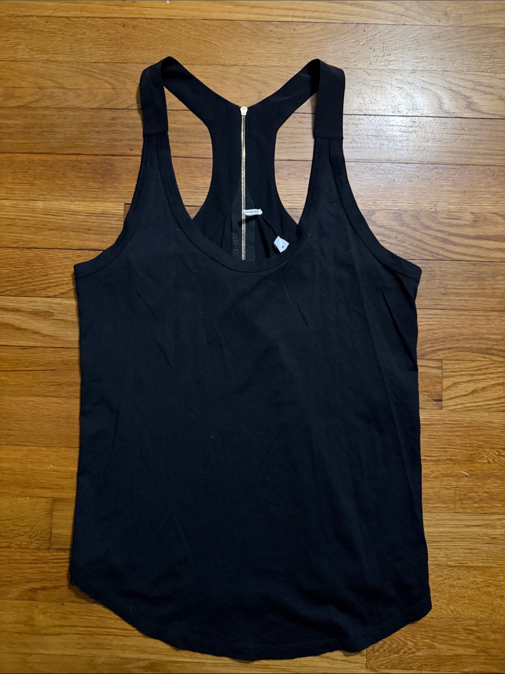 NWOT Sandro Black Racerback Tank with Gold Back Zip